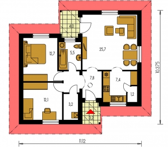 Plan de sol du rez-de-chaussée - BUNGALOW 72